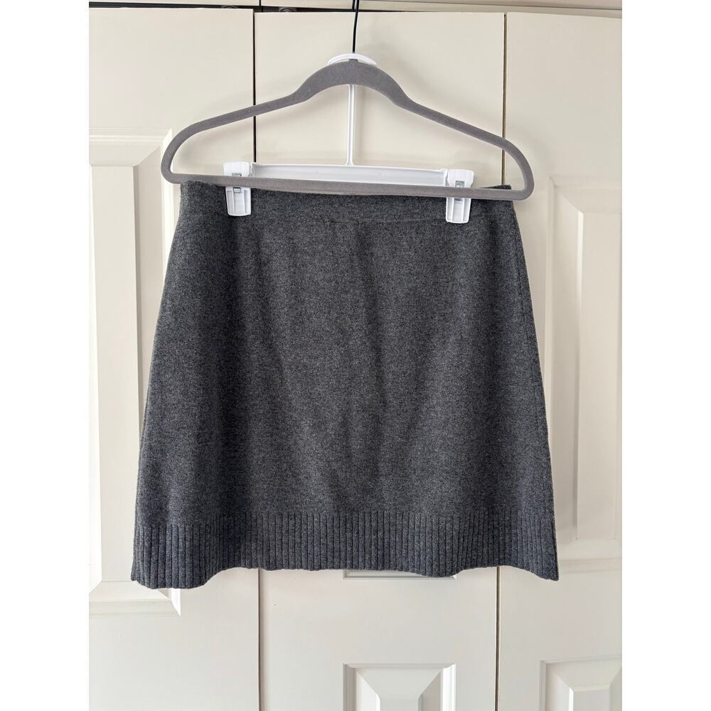 Massimo Dutti Gray Knit Sweater Skirt Womens Large NWT Merino Wool Blend Midi - Picture 5 of 5